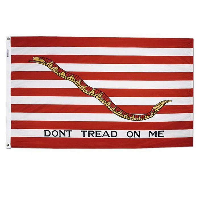 Premium 1st Navy Jack "Don't Tread on Me" Gadsden Flag Embroidered 3x5 ft. 100% 300D Nylon Double-Sided with Rattlesnake and Red and White Stripes