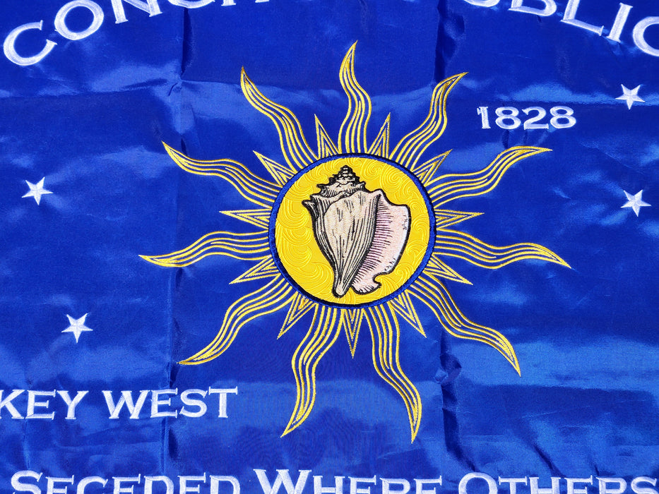 Embroidered Conch Republic Rainbow Pride LGBTQ Gay Lesbian Flag with Canvas Header from Key West, Florida