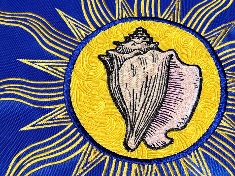 Embroidered Conch Republic Rainbow Pride LGBTQ Gay Lesbian Flag with Canvas Header from Key West, Florida