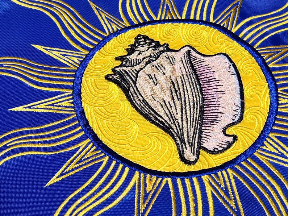 Embroidered Conch Republic Rainbow Pride LGBTQ Gay Lesbian Flag with Canvas Header from Key West, Florida