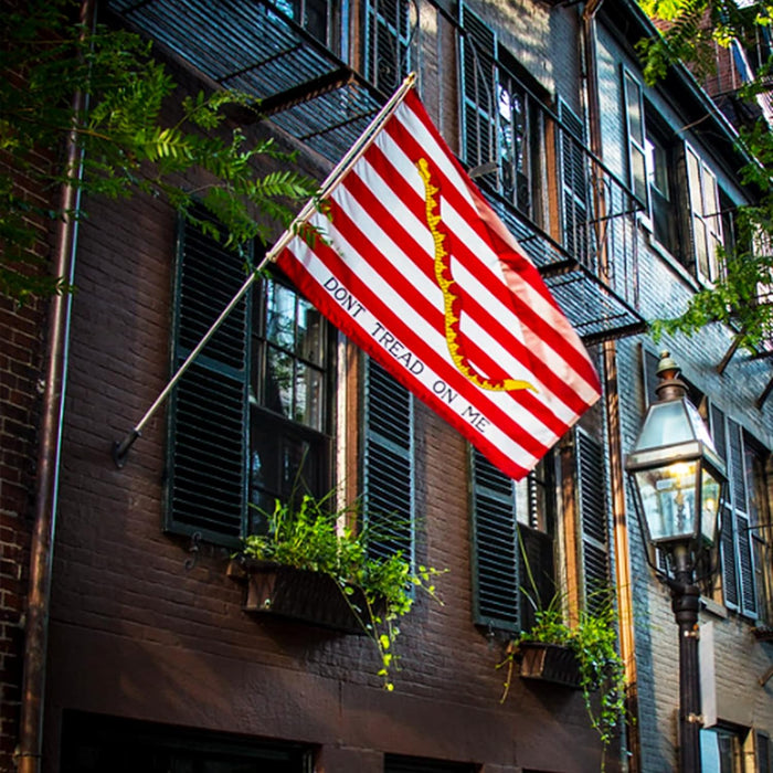 Premium 1st Navy Jack "Don't Tread on Me" Gadsden Flag Embroidered 3x5 ft. 100% 300D Nylon Double-Sided with Rattlesnake and Red and White Stripes