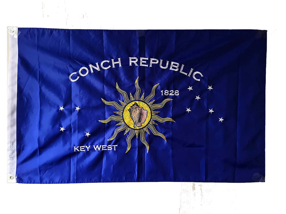 3 ft. x 5 ft. Embroidered Key West Conch Republic Single-Sided Heavy Duty 300D Nylon Flag