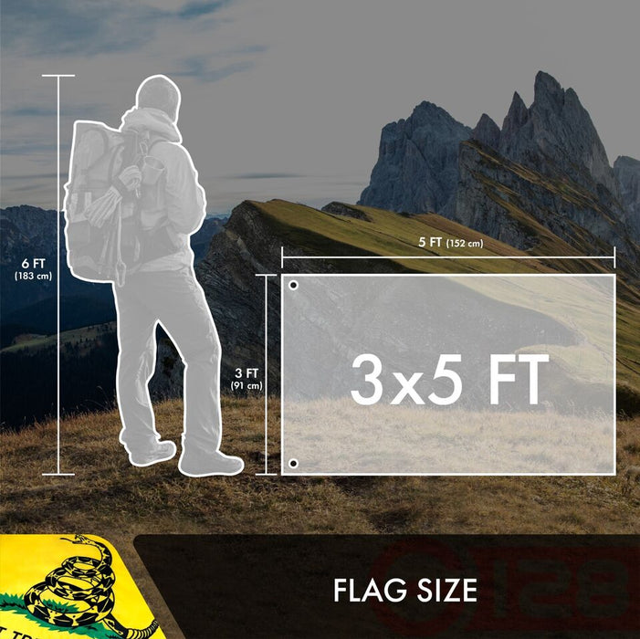 Gadsden Flag with "Don't Tread on Me" Compatible Rattlesnake Flags Embroidered 3'x5' Outdoor Double-Sided Heavy Duty 340D Nylon w/4 Reinforcement Rows of Stitching All-Weather 90x150cm Gadsden Flag For Outdoor/Indoor with 2 Brass Grommets