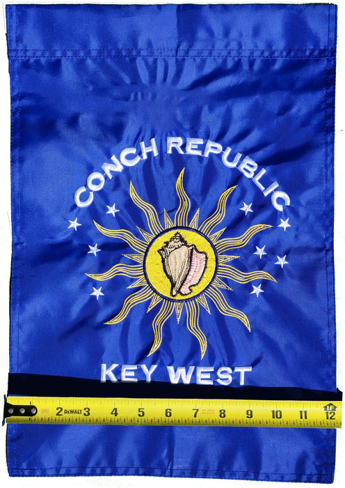 18" high x 12"wide Conch Republic of Key West 100% Nylon Double-Sided Embroidered Garden Flags & Banners