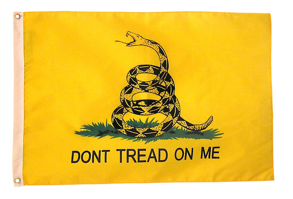 Gadsden "Don't Tread on Me" Double-Sided 100% 340D Nylon Gadsden Flag with "Don't Tread on Me" Quote and Rattlesnake Yellow Revolutionary War Flags