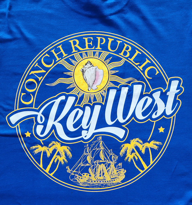 Conch Republic Flag Blue and Indigo Blue (almost black with a hint of blue) T-shirts