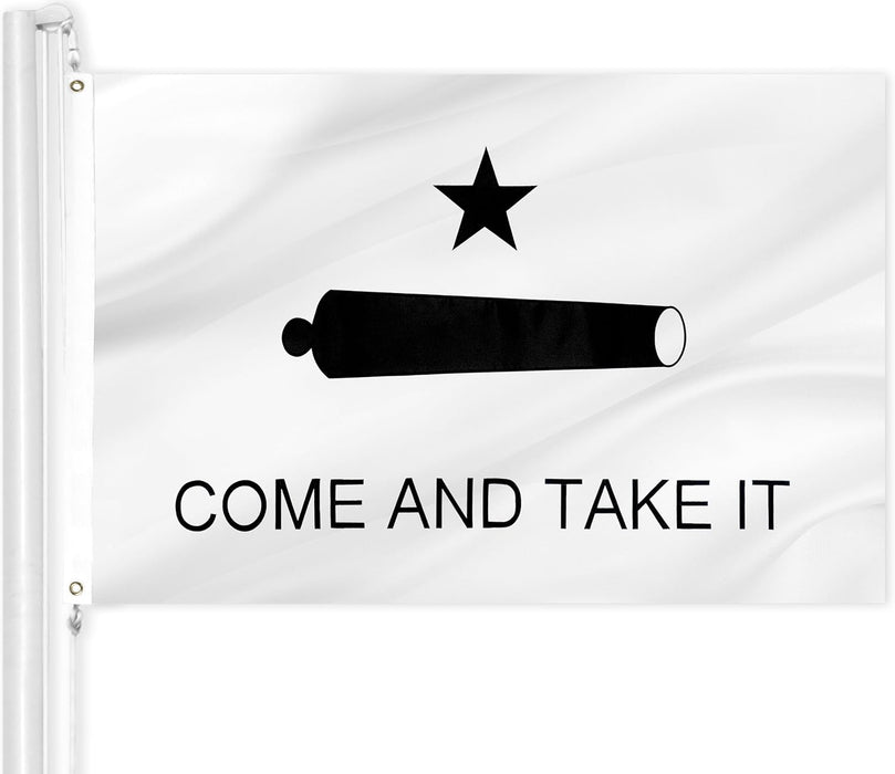 "Come and Take It" Texas Gonzales Flag, 3x5 ft, Double-Sided 3x5 Outdoor/Indoor Double-Sided Embroidered UV Resistant 100% 300 Denier Nylon Fabric and Threads Brand: Key West Flags