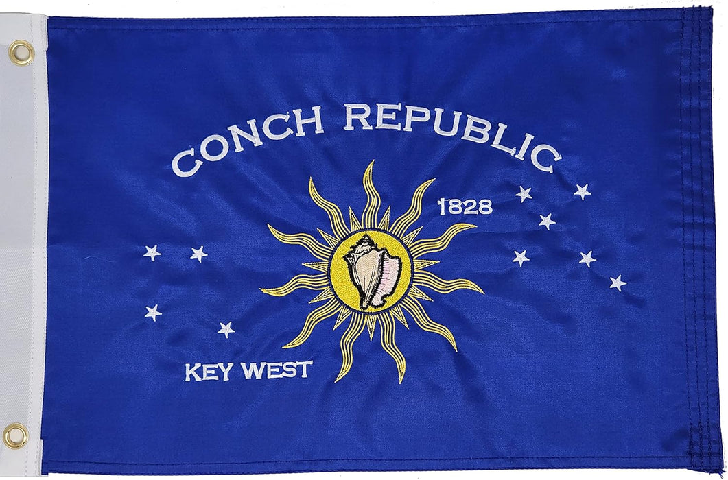 12" x 18" Embroidered Key West Conch Republic Single-Sided Heavy Duty 300D Nylon Flag