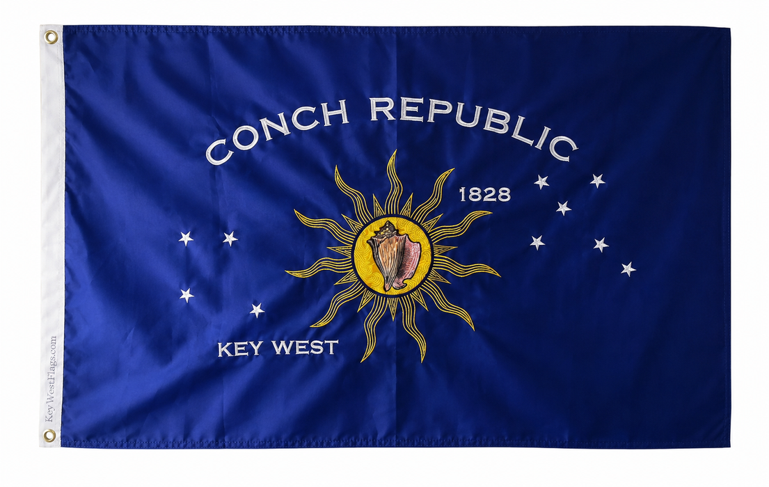 2 ft. x 3 ft. Embroidered Key West Conch Republic Single-Sided Heavy Duty 300D Nylon Flag