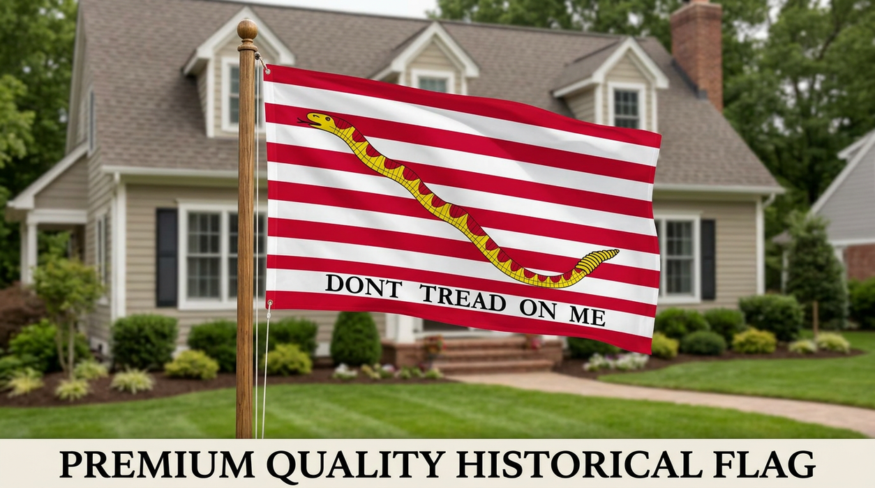 Premium 1st Navy Jack "Don't Tread on Me" Gadsden Flag Embroidered 3x5 ft. 100% 300D Nylon Double-Sided with Rattlesnake and Red and White Stripes