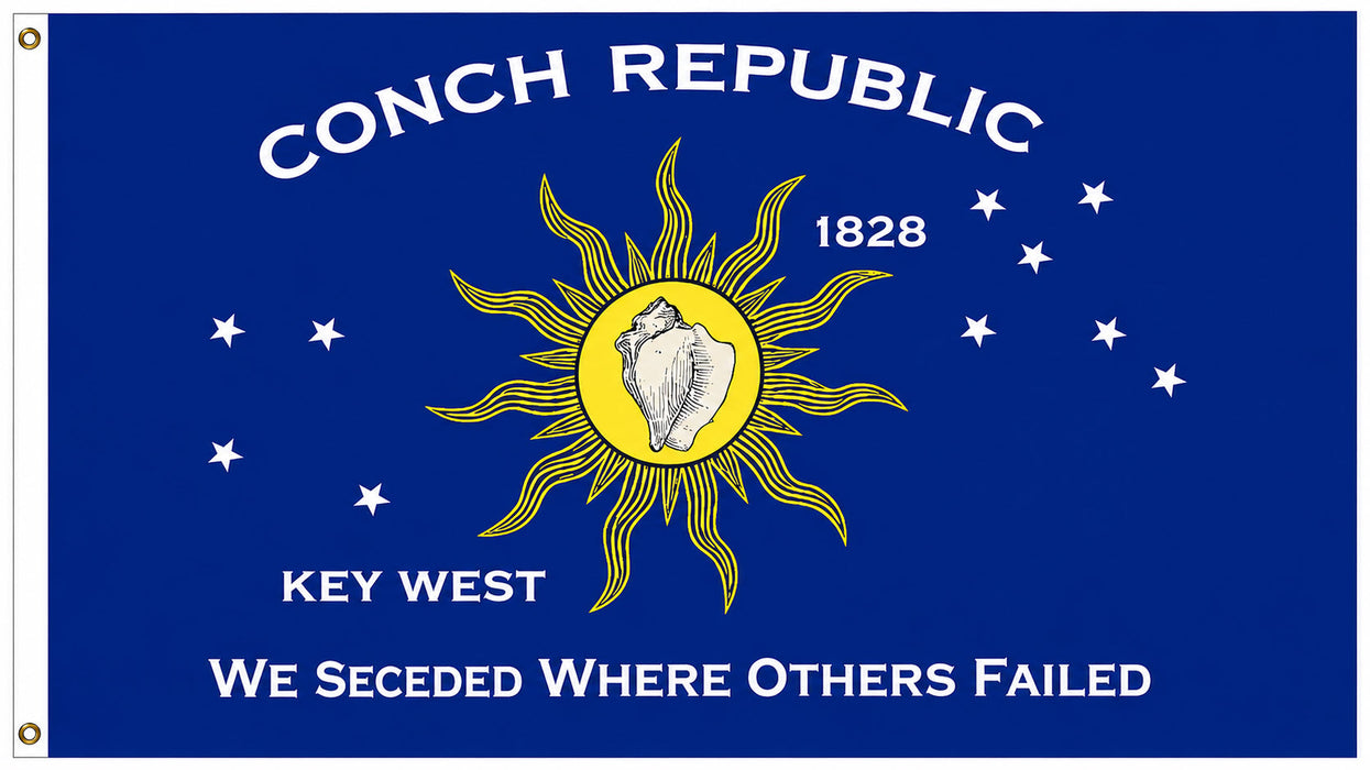 Conch Republic "We Seceded Where Others Failed" Independence Silk Screen Printed Flag from Key West, Florida