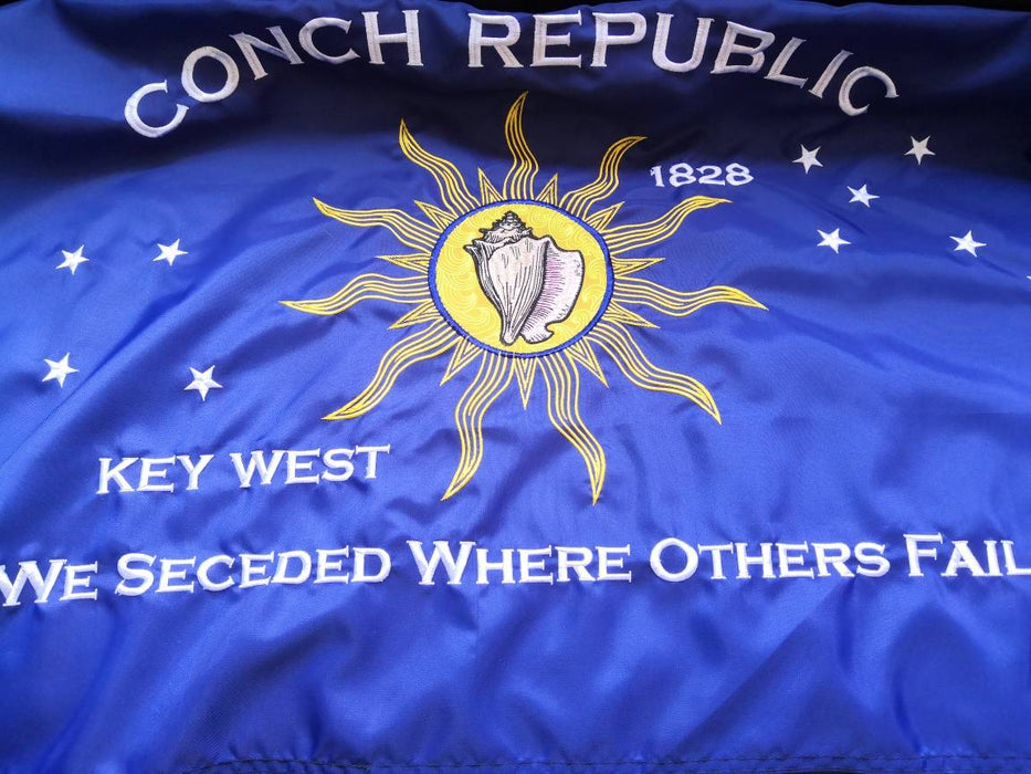 3 ft. x 5 ft. "We Seceded Where Others Failed" Embroidered Key West Conch Republic Single-Sided Nylon with Golden Ceremonial Fringe