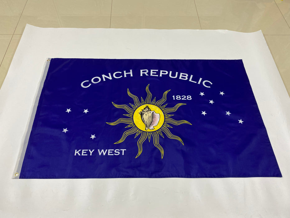 Conch Republic Flag and 8 Stripe Key West Rainbow LGBTQ Gay Lesbian Silk Screen Printed Flag Package