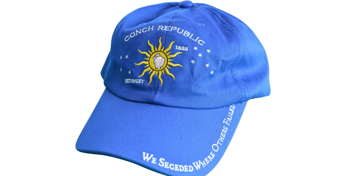 Embroidered Key West Florida Marlin Fishing Conch Republic Hat Cap (RUF)