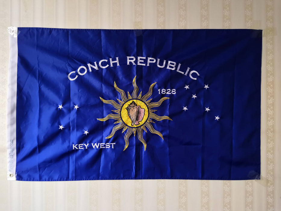2 ft. x 3 ft. Embroidered Key West Conch Republic Single-Sided Heavy Duty 300D Nylon Flag