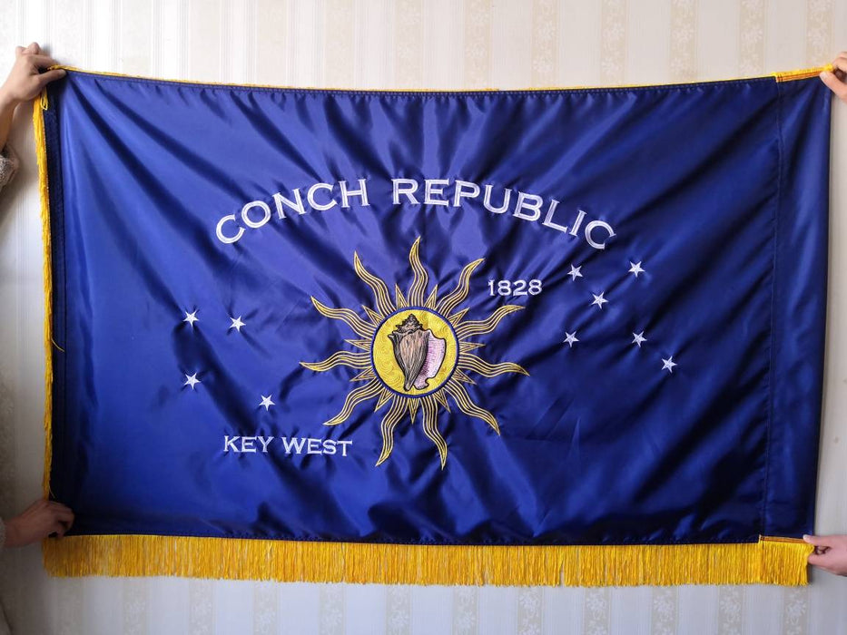 Double-Sided Ceremonial / Parade "We Seceded Where Others Failed" 3 ft. x 5 ft. Embroidered Key West Conch Republic Heavy Duty 300D Nylon Flag