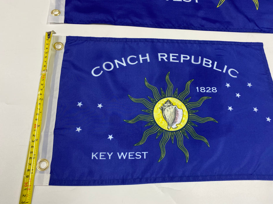 Two 12" x 18" Conch Republic Boat/Bike/RV/Golf Cart Silk Screen Printed Flags from Key West, Florida 100% Polyester